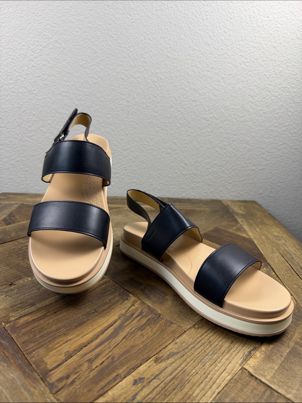 Size 7.5 Coutgo Women's Black Platform Slingback Sandals